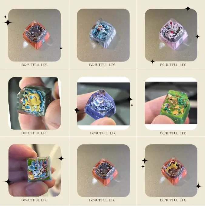 

1 keycap/set PTCG Pokemon Bulbasaur Leafeon Jolteon Umbreon Keycap Mechanical Keyboard Resin Transparent Stereoscopic No.6