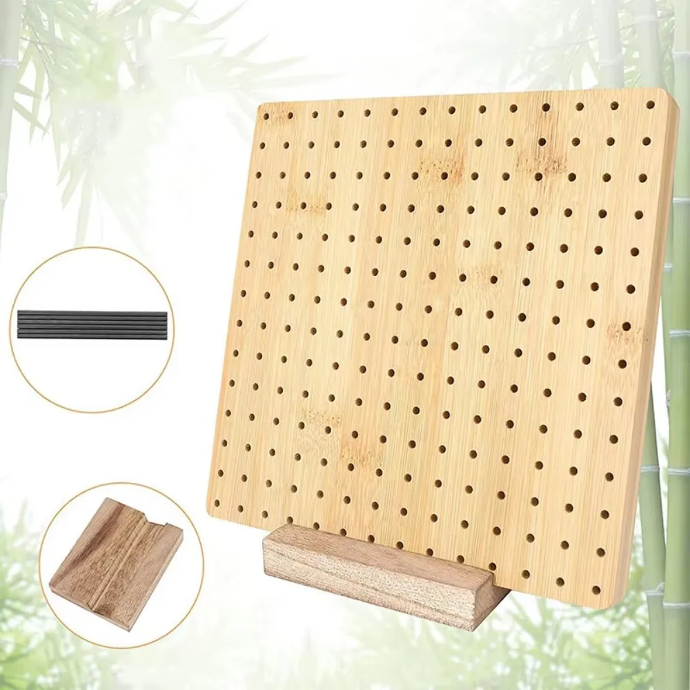 Wooden Crochet Block Plate Reusable Handcrafted Crochet Knitting Board Square Bamboo Grid Knitting Blocking Mat Sewing Supplies - view 2