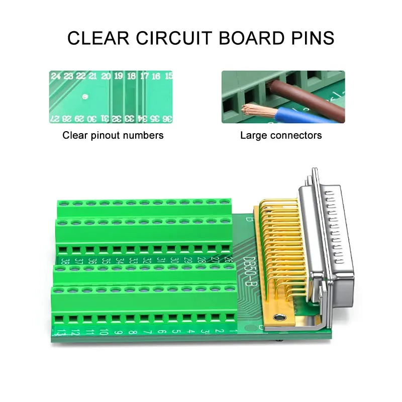 DB50 Solder-free Connector Solid Pin 3 Rows of 50 Cores Terminal Blocks Male Female Board 50 Pin Double-shielded 1-meter Cable view 5
