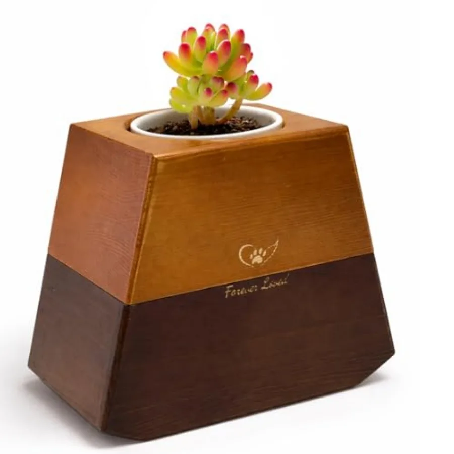 

Pet Memorial Urns with Planter for Dogs and Cats Ashes, Solid Wood Dog Plant Urn Keepsake, 75 Cubic Inch Pet Cremation Box for