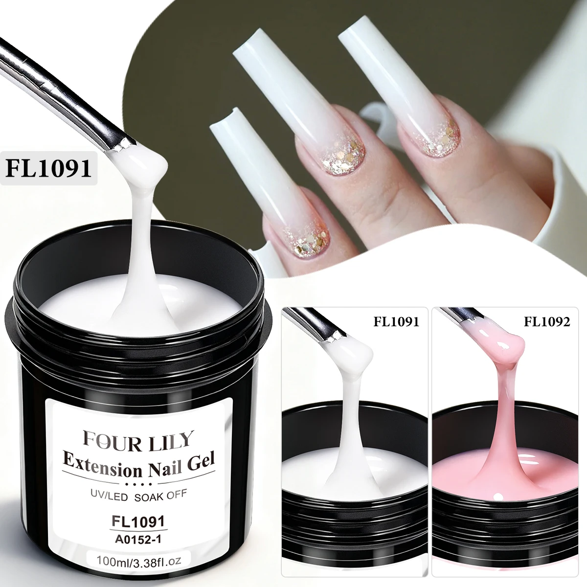 100ml Large Capacity Extension Nail Gel Polish White Pink Soak Off Acrylic Builder UV Gel Varnish For Finger Extend Nails Art