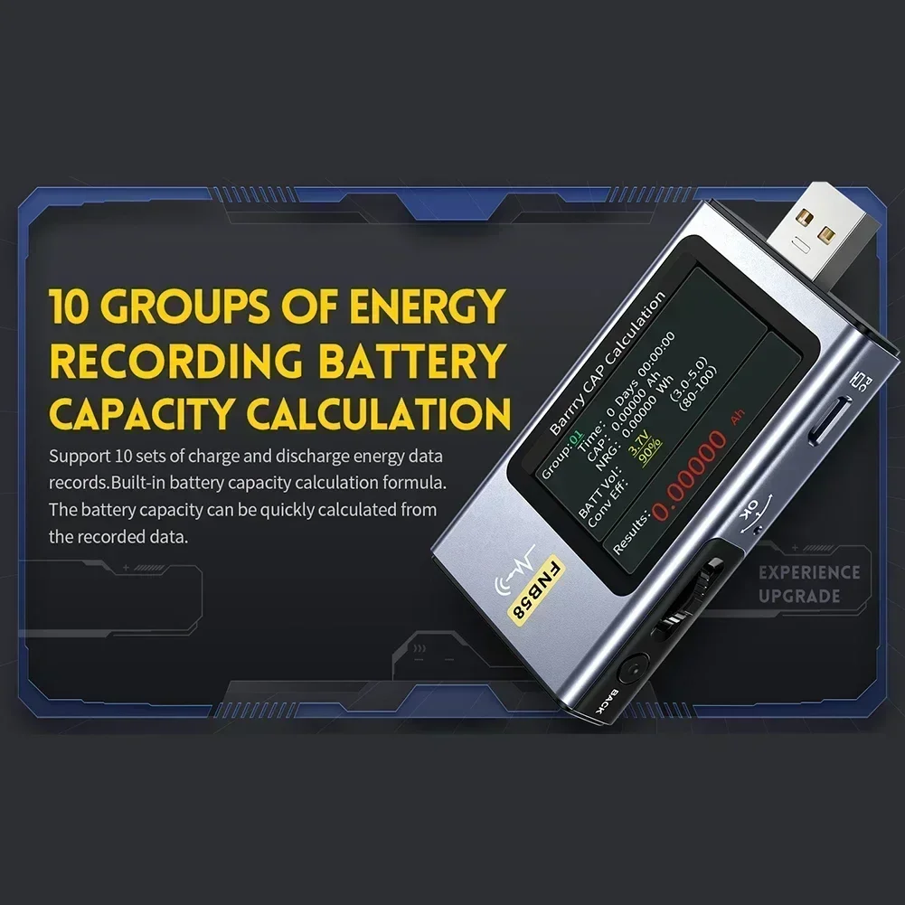 Imagem -03 - para Fnirsi Fnb58 Usb Testador de Tensão Medidor de Detecção de Corrente Multímetro de Energia Usb 428v 7a para Eletricista Suprimentos Acessórios