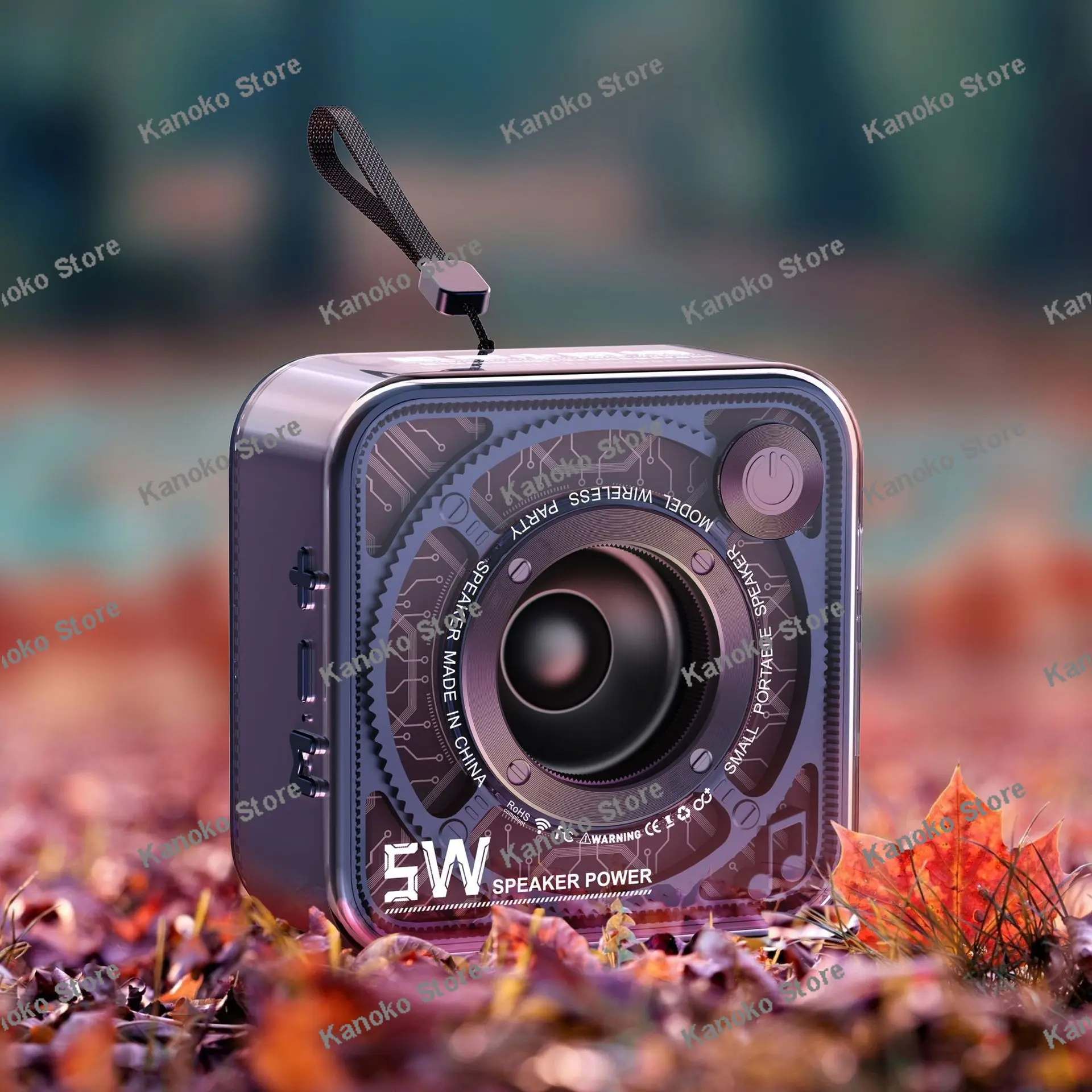 

New 5W Transparent Mecha Wind Small Steel Cannon Wireless Bluetooth Speaker Colorful Outdoor Portable Subwoofer Small Speaker