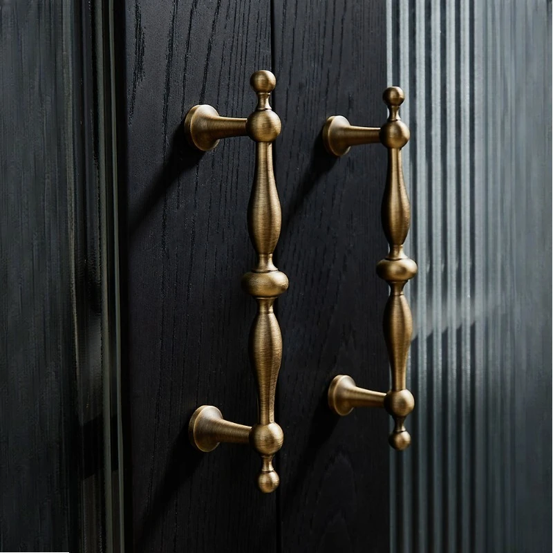 مقابض نحاسية عتيقة المعلقات البرونزية مقبض خزائن أدراج مقابض خزائن المطبخ سحب الأثاث النحاس #5