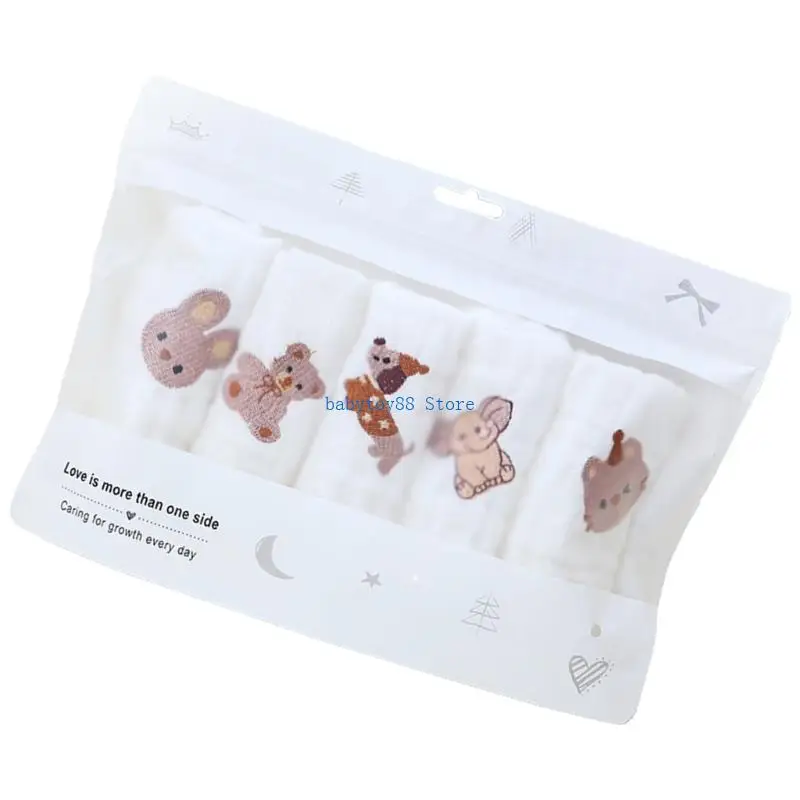 

Y4UD 1PC/5PCS Хлопковое квадратное полотенце для ребенка, мультфильм новорожденных рот