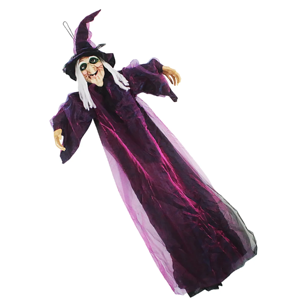 

1pc Sound Activated Witch Pendant Halloween Hanging Decor For Indoor Haunted House Party Animated Halloween