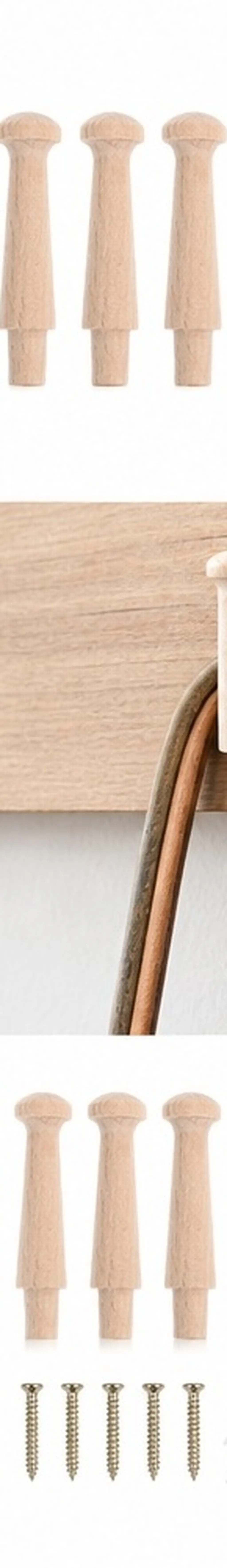 6Pcs Beech Wood Wall Hooks Unfinished Rustic Wooden Coat Hooks for Entryway Bathroom Kitchen Bedroom Decorative Hat Bag Towel
