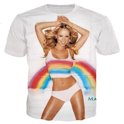 Nowe mody fajne 3D Mariah Carey koszulka z nadrukiem Sexy bogini Mariah Carey koszula mężczyźni/kobiety Casual Style Unisex Streetwear topy