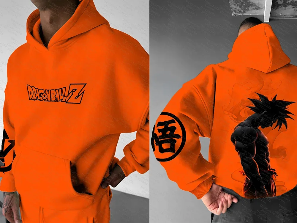 2026 Winter Dragon Ball Retro Hochwertiger Baumwoll-Warmer Hoodie für Herren, Übergroßer Super Saiyajin-Druck, Unisex Kinder-Freizeitjacke – Detail 5