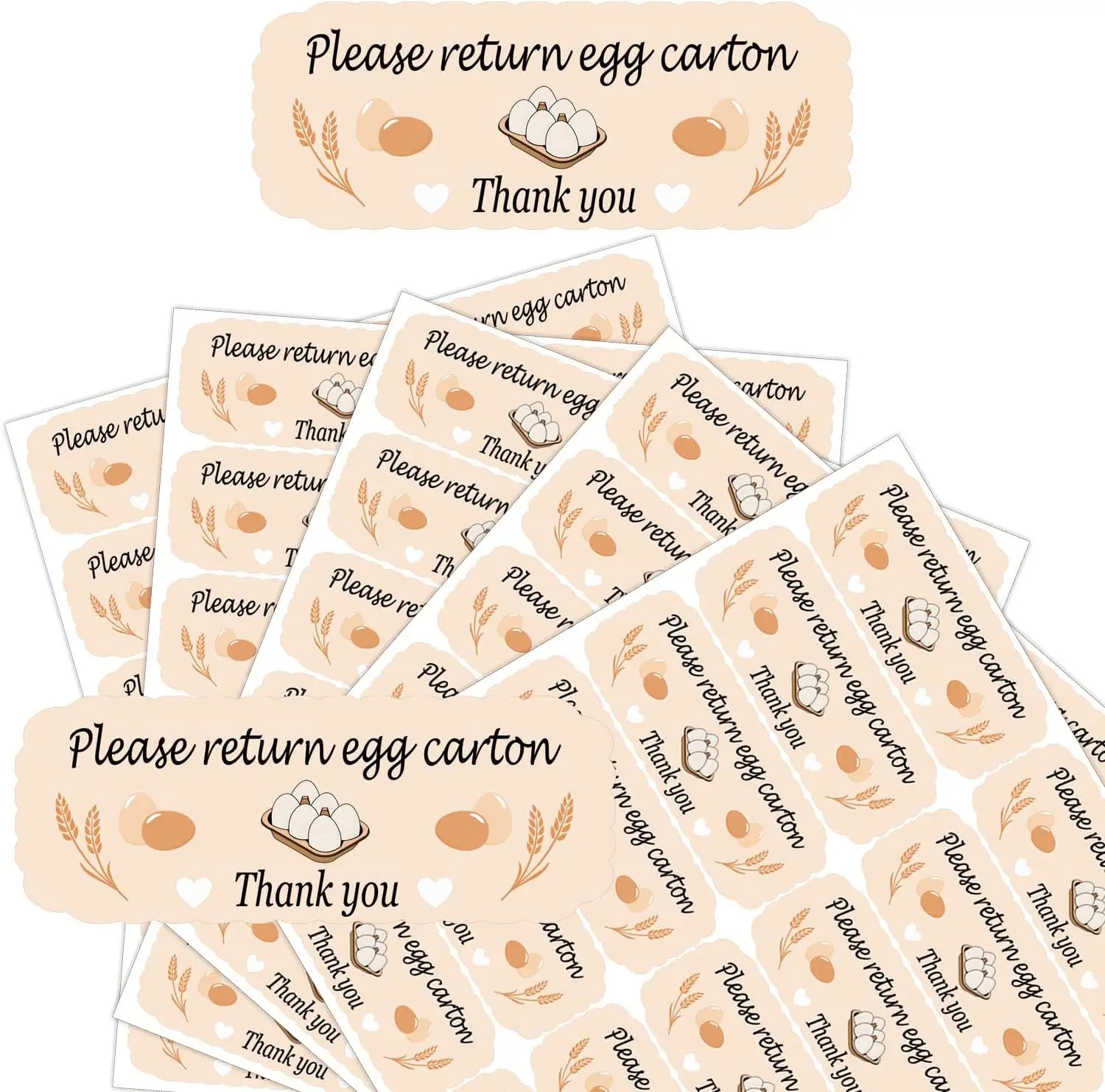 ملصقات كرتون البيض الطازج للمزرعة، 480 قطعة من ملصقات الرجوع - لاصق قابل للإزالة مقاس 1 × 2.65 بوصة لتغليف البيض وعلامات المزرعة