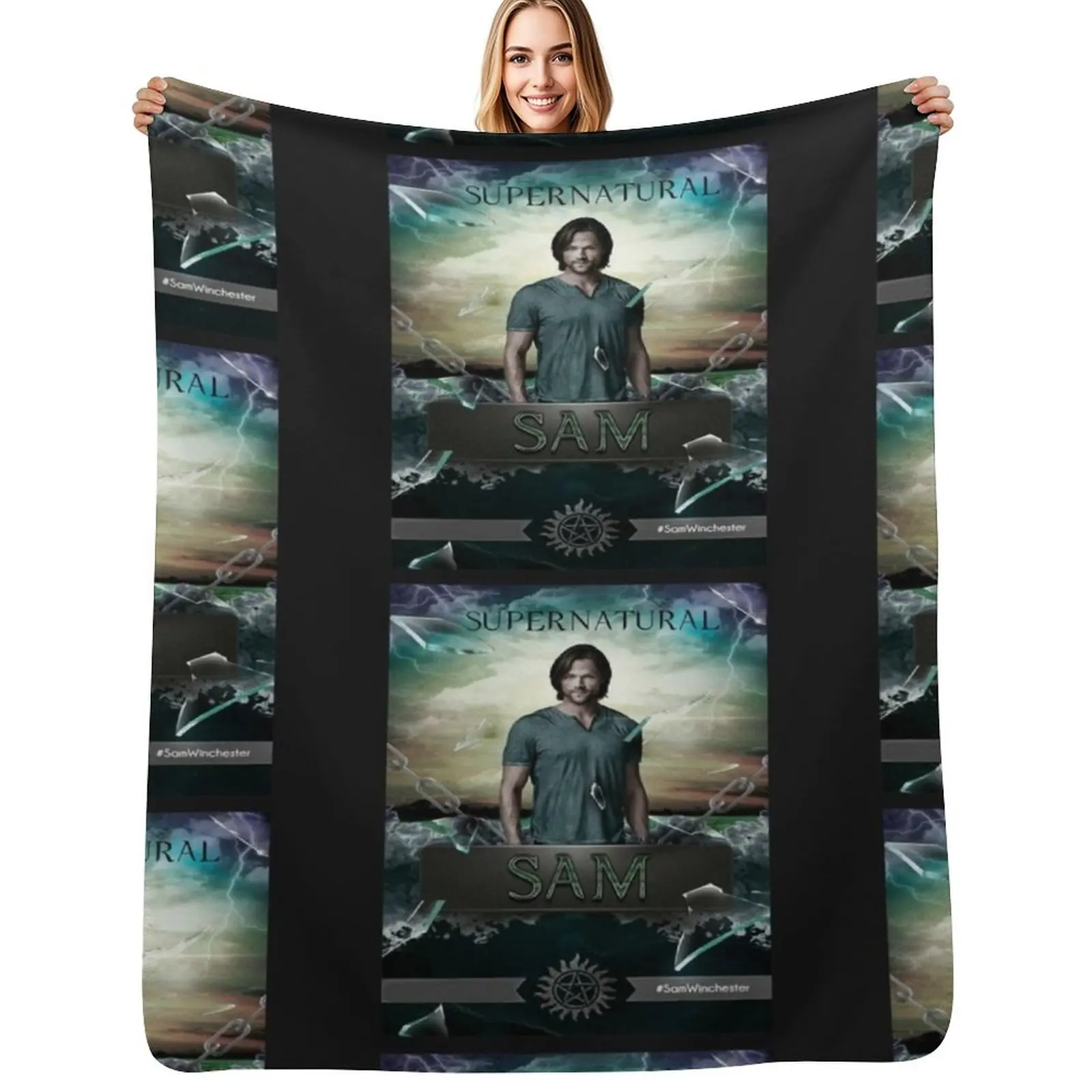 

Sam Winchester Throw Blanket Summer Beddings cosplay anime For Sofa Thin Retros Blankets