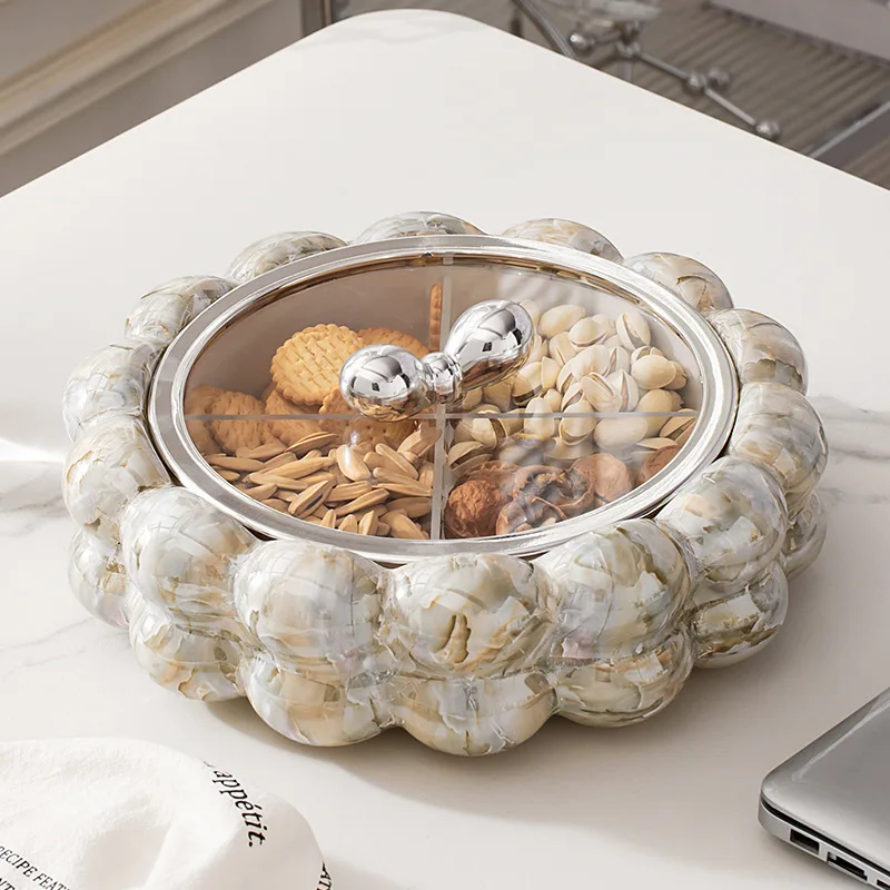 DSA light luxury high-end modern dried fruit plate with grid and cover hotel reception household hospitality ceramic  snack