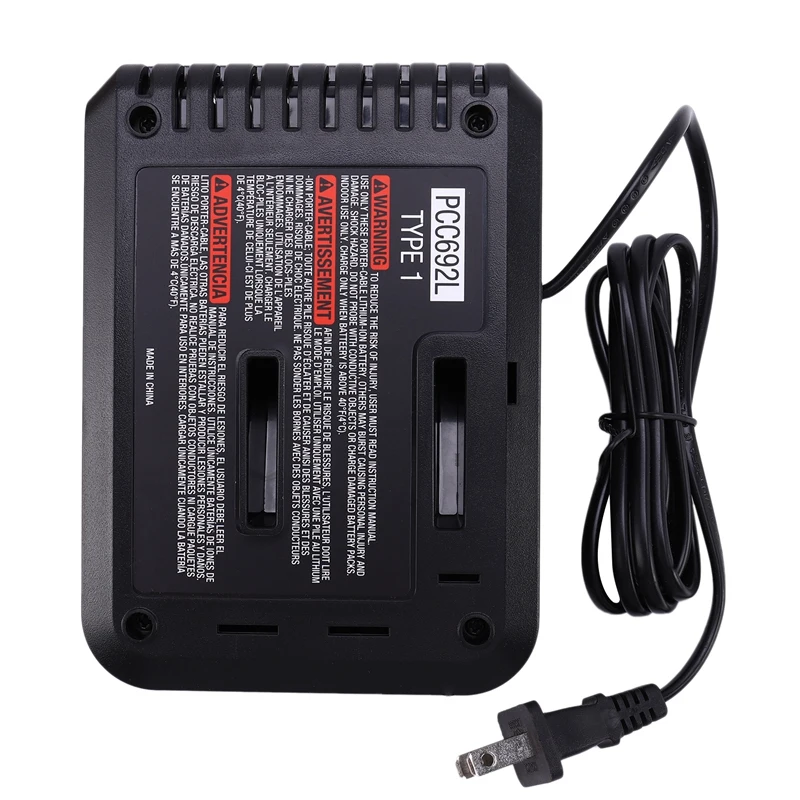 NEW-Pcc692l 10.8V-20V Li-Ion Battery Charger For Porter Cable Stanley Lb20 Lbxr20 Pcc692l L2afc Fmc690l Fmc688l 686L Us Plug