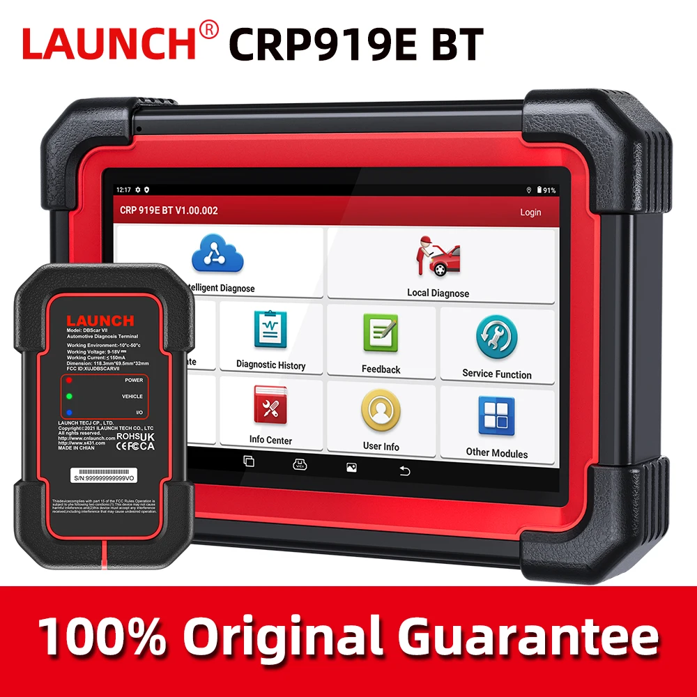 Outil de diagnostic automobile LAUNCH X431 CRP919E BT, scanner OBD2 bidirectionnel CANFD DOIP, outil de codage ECU, diagnostic de tous les systèmes, 31 fonctions de réinitialisation
