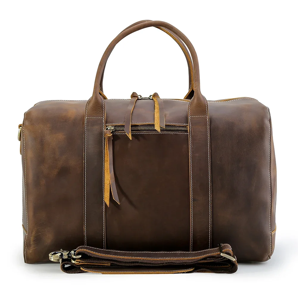 Hot Sale Classic Design Full Grain Crazy Horse Leather Bag Genuine  Duffel  For Men