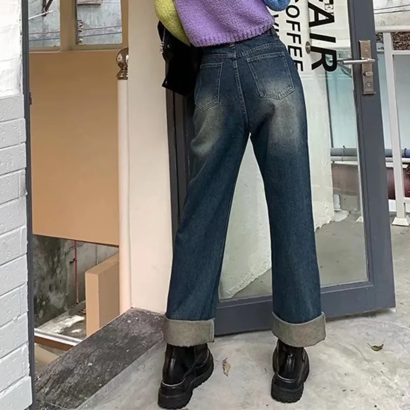 Feynzz Women Pant Woman Jeans High Waist Denim Pants Wide Leg Denim Clothing Blue Jeans Vintage Quality  Fashion Straight Pants