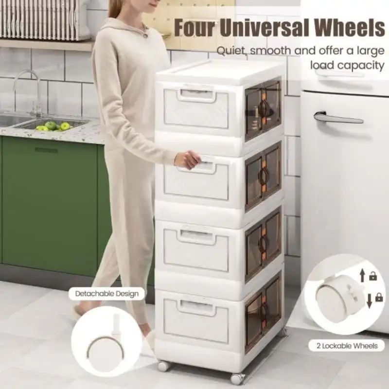 Picture 8: Set of 4 stackable storage boxes with lids & wheels & doors 49.5 x 31.5 x 112.5 cm