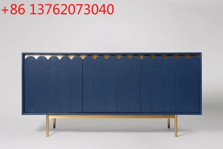 Nordic light luxury wabi sabi modern modern simple shell pattern storage three doors blue side cabinet TV cabinet