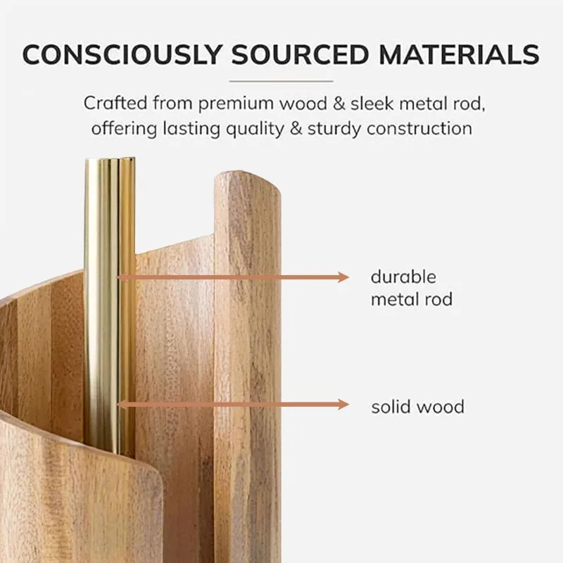 Ingenious-Mango Wood Round Base Mountain Paper Towel Holder Stand Countertop For Kitchen Roll Storage