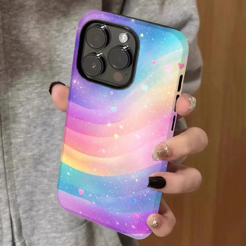 

rainbow wallpaper Phone Case Double-layered 2-in-1 Film Case For IPhone 16 15 Promax 14 13 Pro 12 11 plus Samsung S Covers