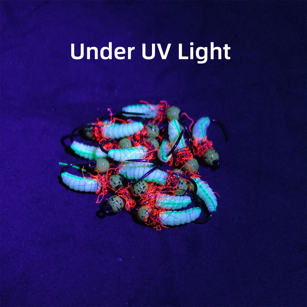 ويفريو 6 قطع # 10 خطاف Barbless مرقش حبة نحاسية سكود حورية الذباب واقعية مضيئة علة دودة يطير الصيد سمك السلمون المرقط Grayling إغراء #5