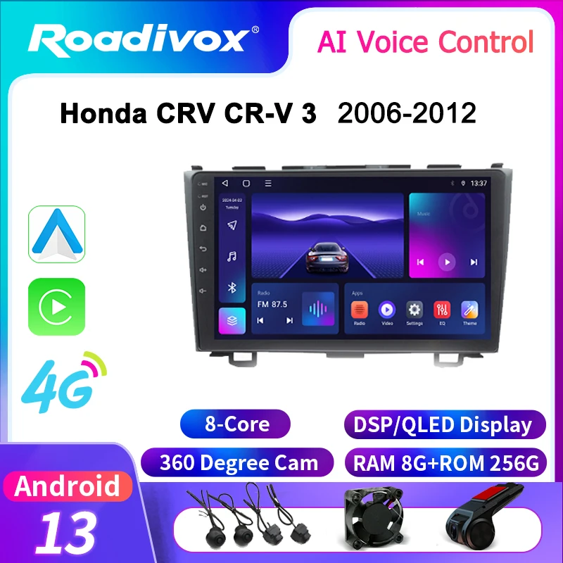 

roadivox Android car radio for Honda CRV CR-V 3 2006 2012 stereo GPS Navigation video Multimedia Player tape recorder no 2din