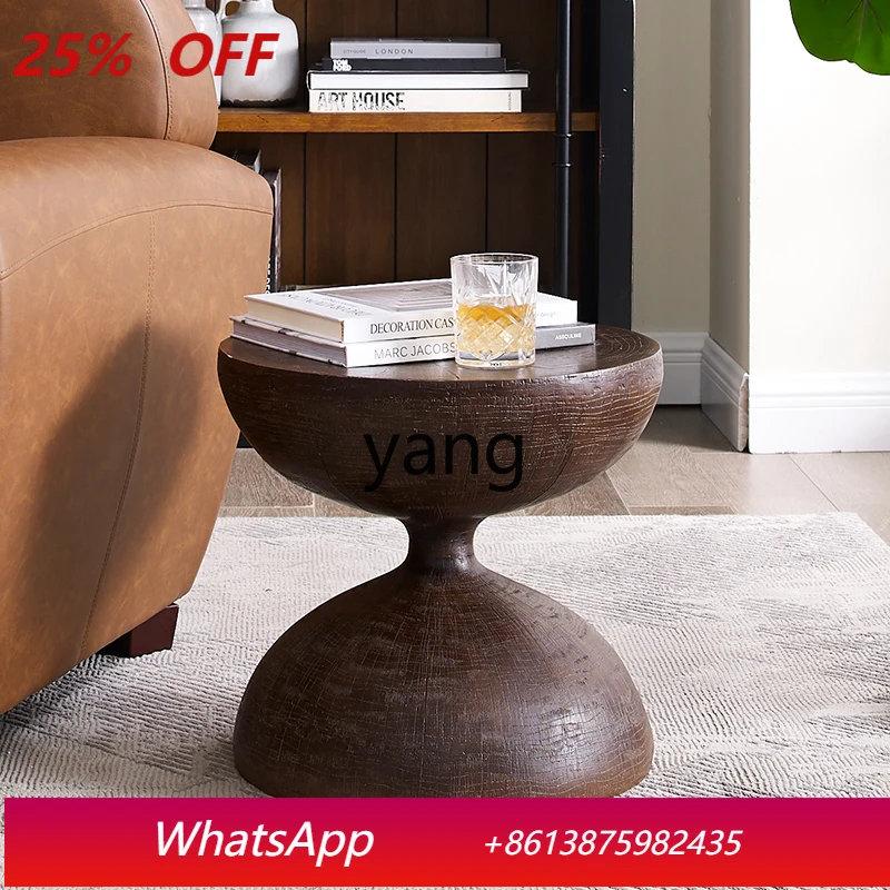 LHM  wabi-sabi wind side table medieval corner table imitation solid wood pier retro small coffee table