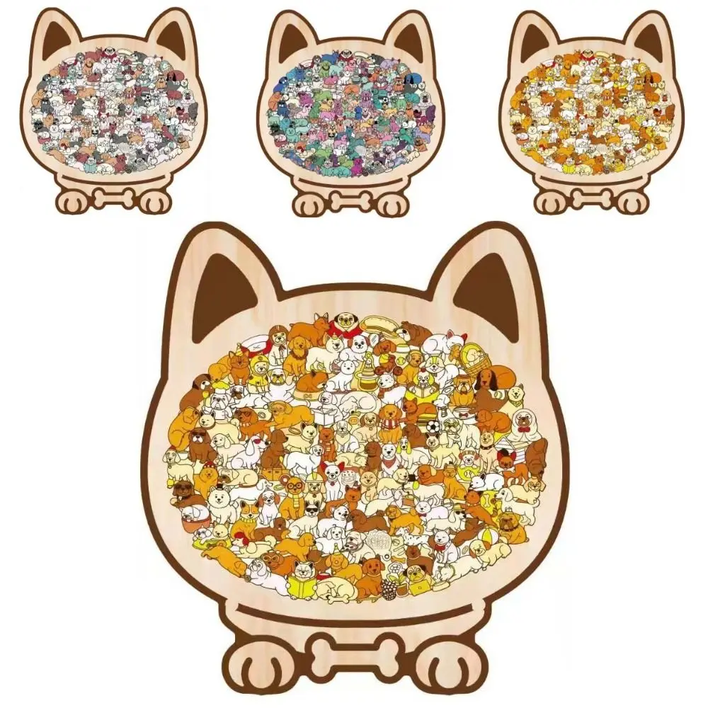 Animal Shape Dog Shaped Puzzle Early Education Fun And Difficult Puppies Wooden Puzzle Home Decor Jigsaw Children's Puzzle