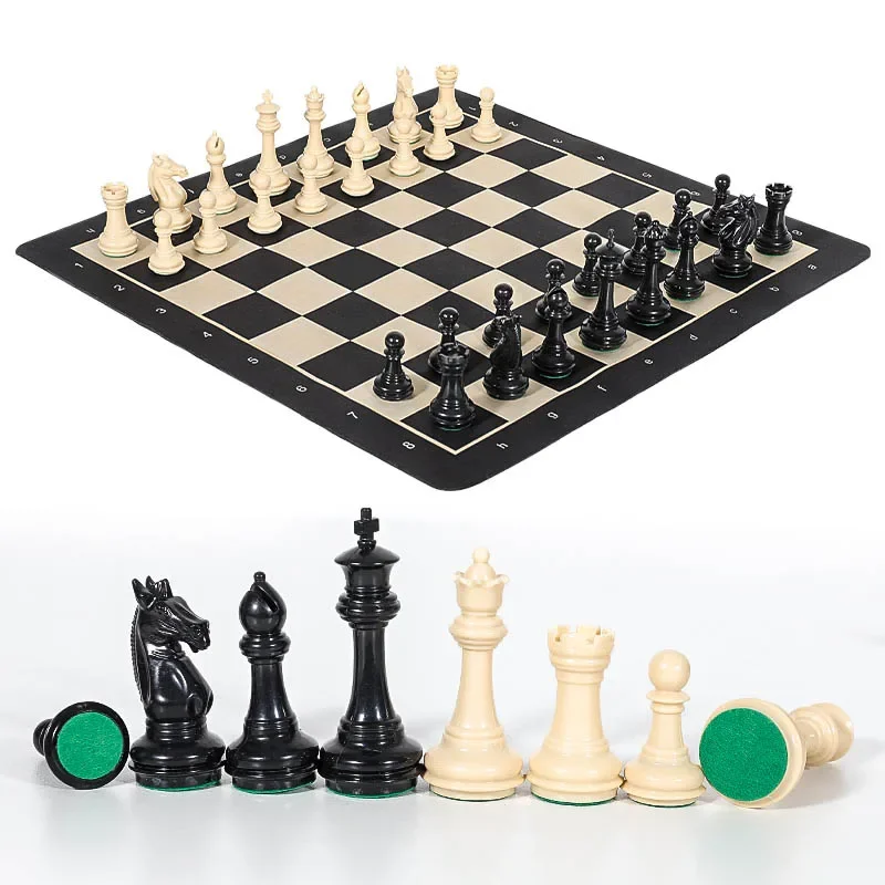 Portable Adult Kids Chess Set Game Large Weighted Templar Double Queen Chess Pieces with Chessboard