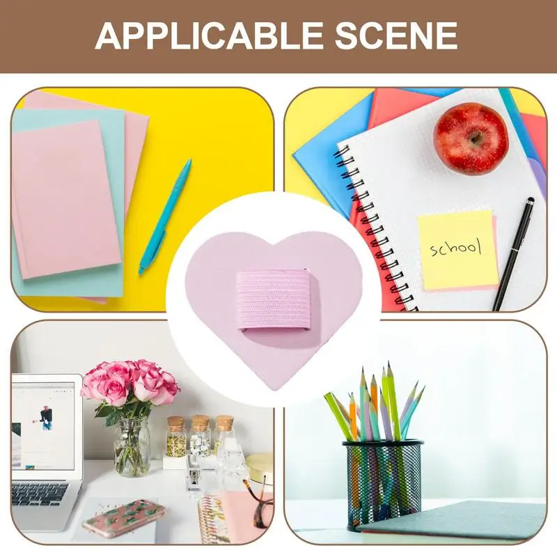 Pen Clip Holder Pencil Holder For Binder With Heart Design Adhesive Marker Holder For Desk Clipboard Pen Holder 10 Pcs PU