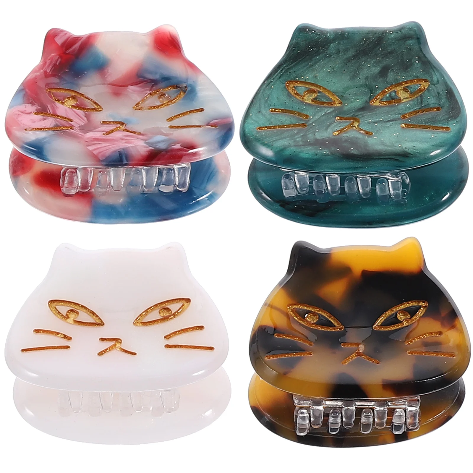 

4 Pcs Hairpin Decorative Clip Accessories for Girl Toppers Cat Women Small Clips Tiny Acetate Sheet