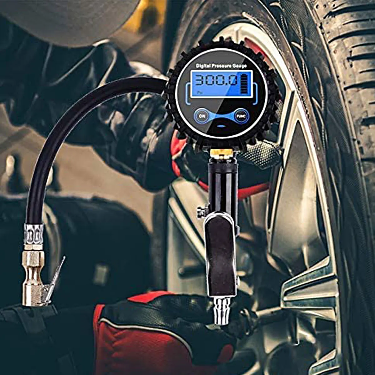 Dial Size Digital Pressure Gauge LCD Backlight Quick Connect Coupler 3-200 PSI Tire Inflator Air Chuck Compressor Accessories