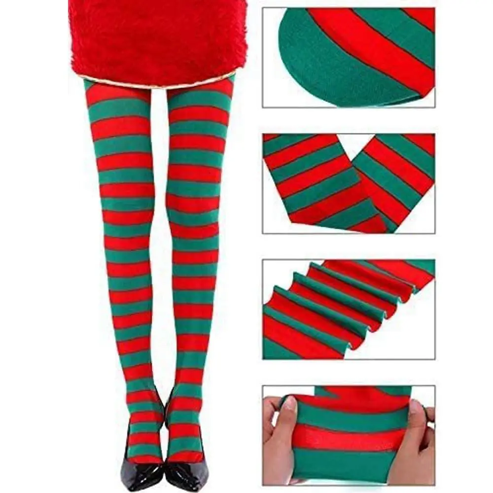Cute Striped Pantyhose Cosplay Elastic High Stockings Over Knee Dance Clubwear Stocks Halloween Party