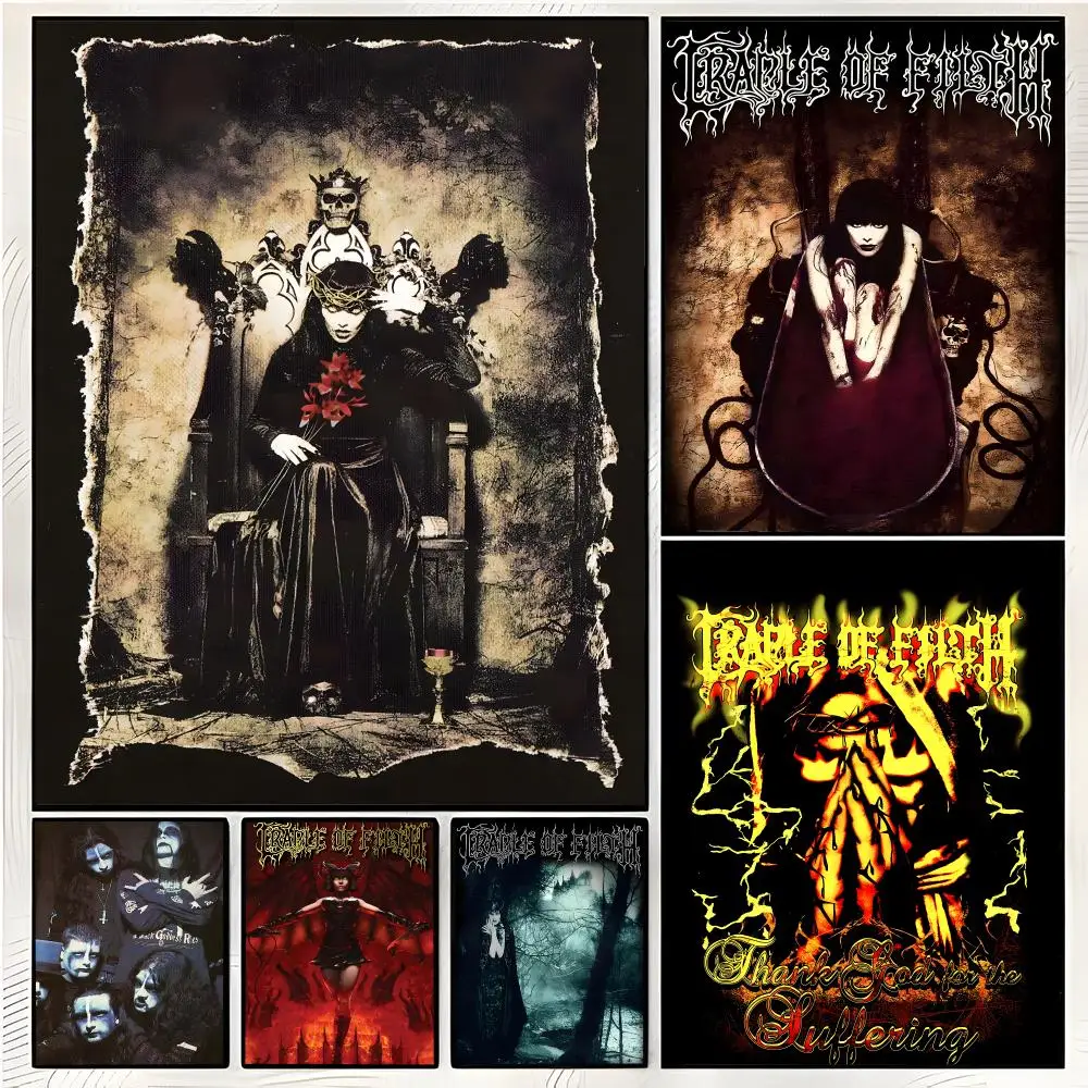 Cradle Of Filth Metal Band Painting Calligraphy Wall Art Mural Living Room Canvas Decor Gifts