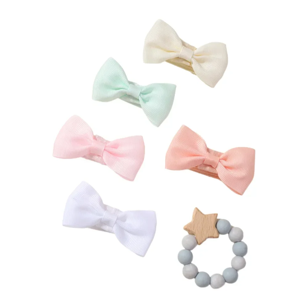 5 pièces/ensemble couleur unie ruban grograin bandeau à nœud papillon pour les filles nouveaux chapeaux bandes de cheveux élastiques infantile enfants accessoires de cheveux