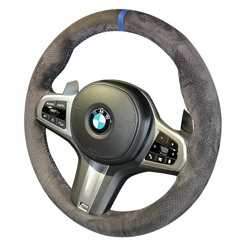 Genuine Leather Suede Car Steering Wheel Cover for BMW M Sport G30 G31 G32 G20 G21 G14 G15 G16 X3 G01 X4 G02 X5 G05 M5