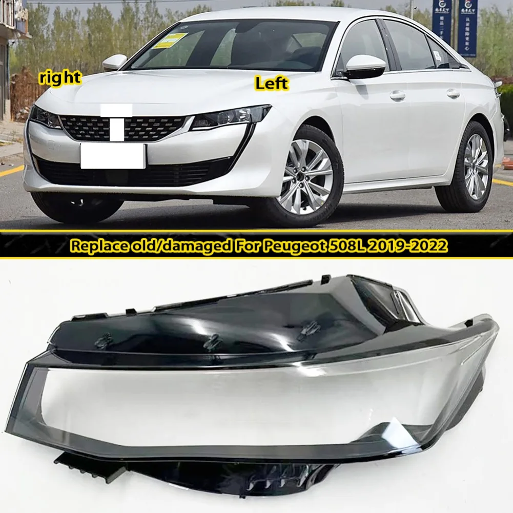 

For Peugeot 508L 2019 2020 2021 2022 Headlight Cover Headlamp Shell Headhights Lens Lampshade Transparent Plexiglass
