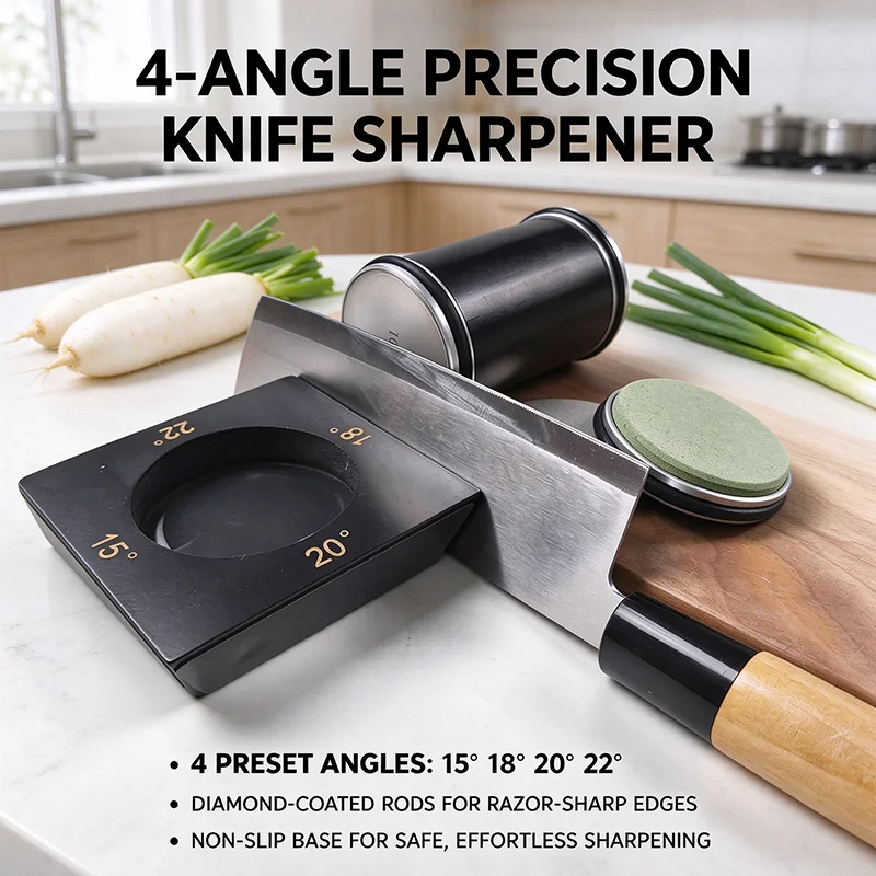 Kitchen Multi-Angle Knife Sharpening Kit, Rolling Sharpening Tool with 15/18/20/22 Degree Angles for Kitchen Knives