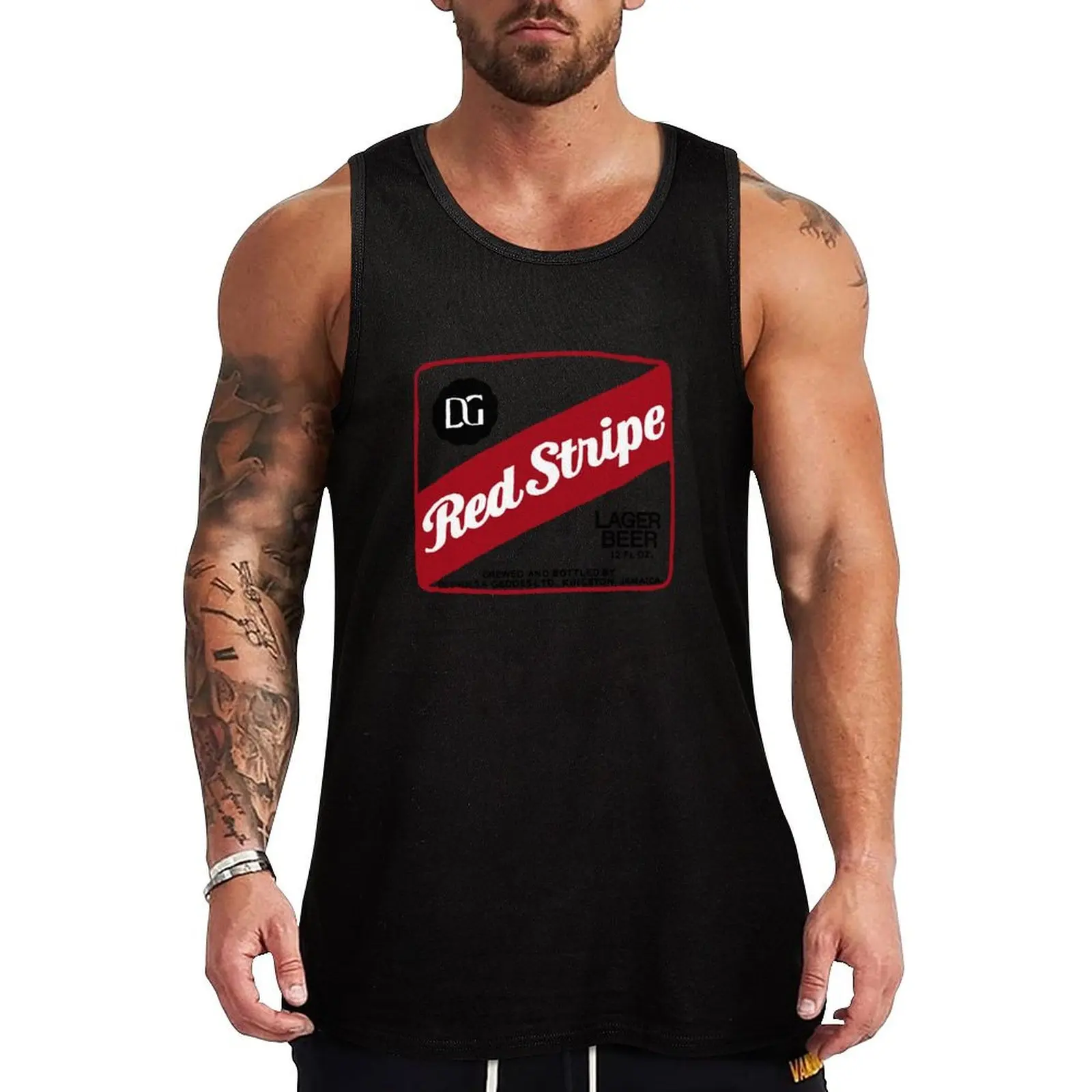

Red S.tripe transparent P.O.P Tank Top Street Hip Hop Tank Top Casual Sleeveless Wear