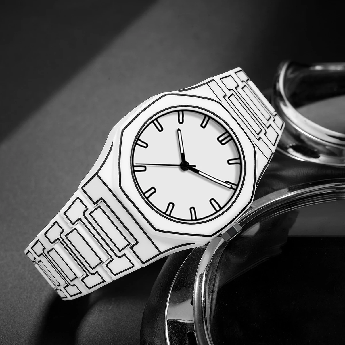 Black White Classic Anime Line Style Man Watch Waterproof Men Watch Top Silicone Male Clock Sport Fashion Quartz Watches Gift