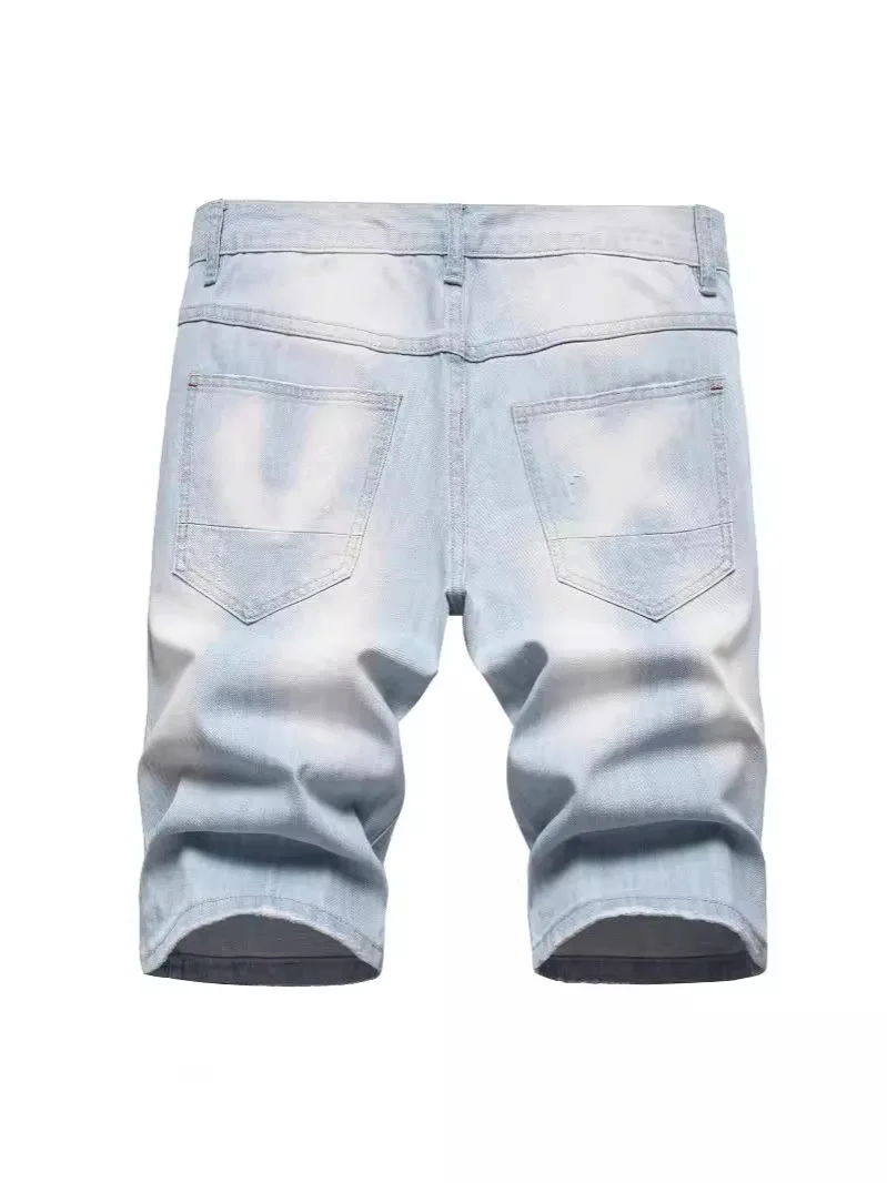 Pantalones vaqueros cortos para Hombre, Jeans elásticos, azul oscuro, diseño de moda, ajustados, rectos, novedad de verano, 2024