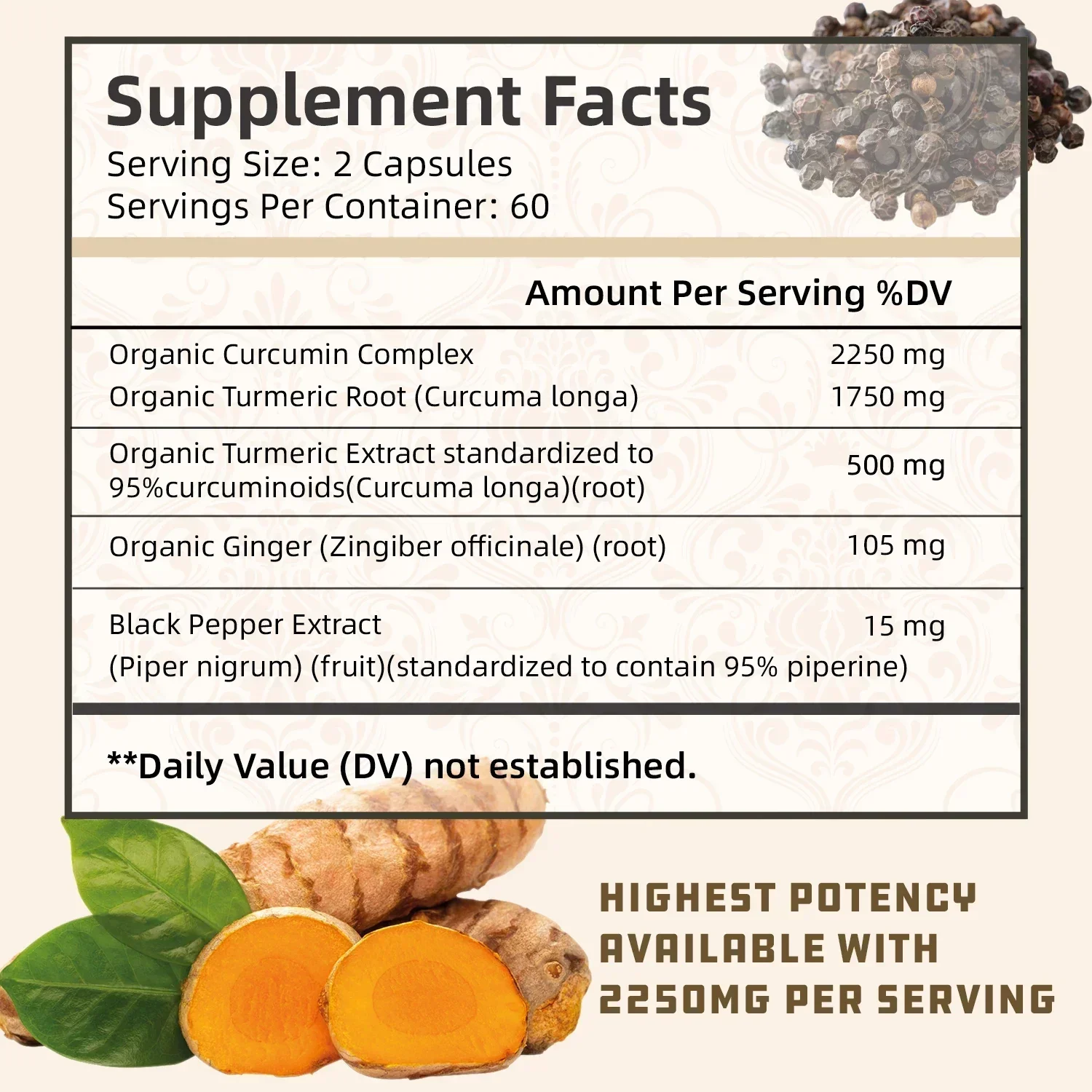 Turmeric Curcumin - with 95% Curcumin, Bioperine - Promotes Optimal Absorption, Joint and Immune Support,Reduce Inflammation