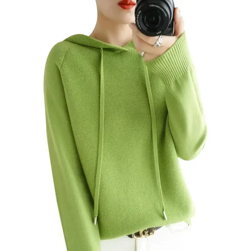 

New Autumn Winter Women Warm Sweater Cashmere Wool Blend Pullover Hooded Collar Coat Casual Knit Thickening Jacket Tops Sweater