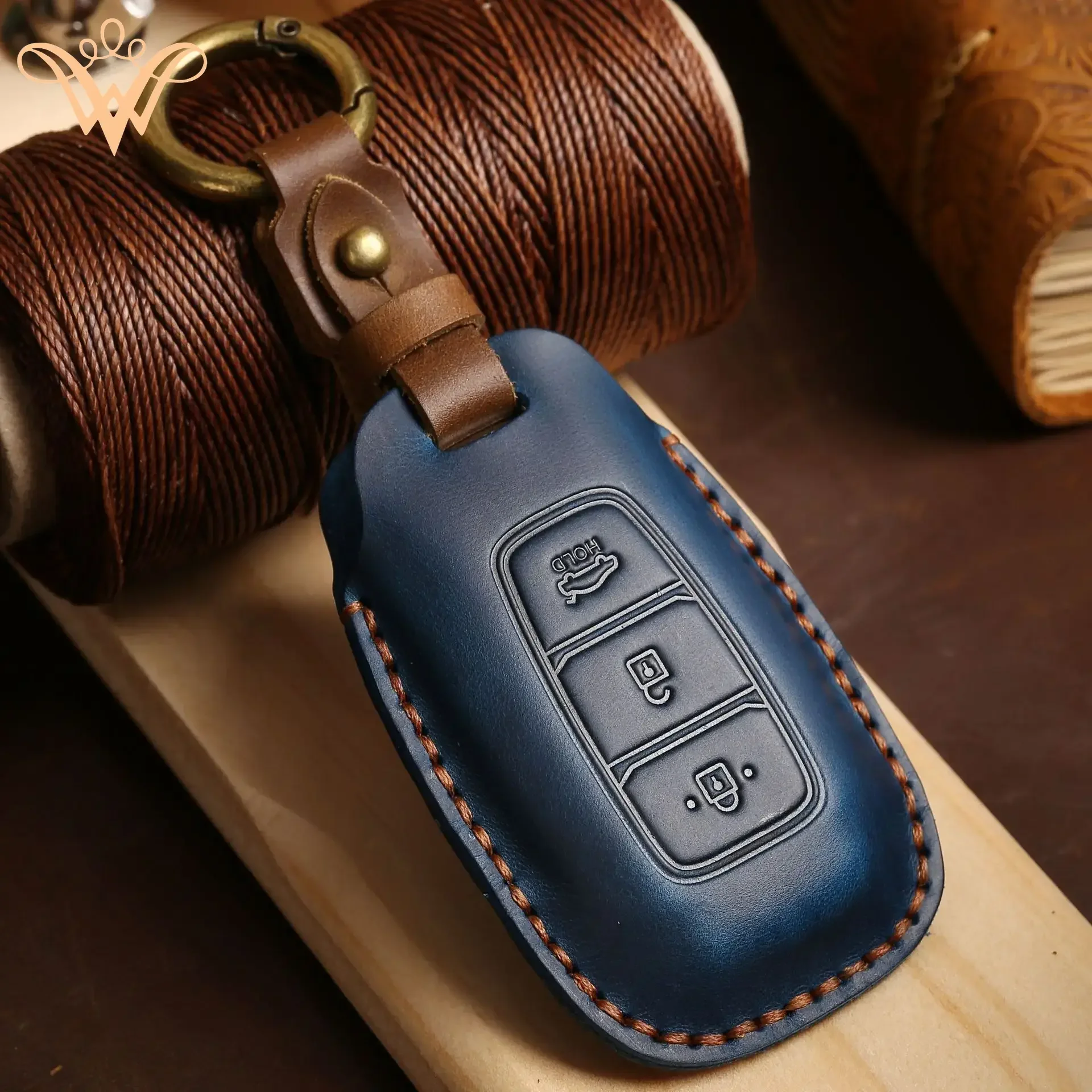 

Luxury Leather Car Key Case Cover For Hyundai Fiesta Lafesta Azera I30 Ix35 Encino Solaris Azera