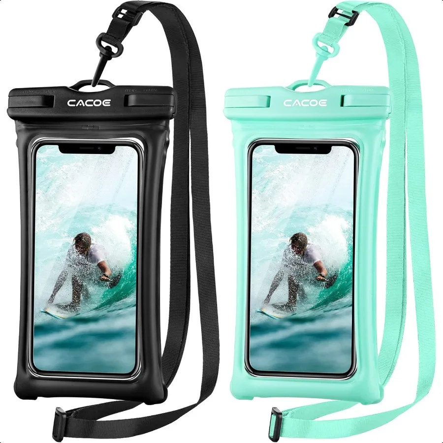 

CACOE [Floatable] Floating Universal IPX8 Waterproof Phone case 2 PackUp to 7.0Adjustable Lanyard Phone Pouch Cellphone Dry Bag