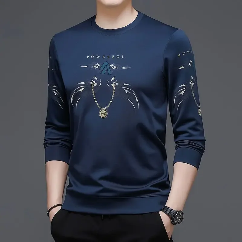 Men's T-shirts Baggy Sweatshirt New Base Layer Korean Luxury 90s Vintage Xl Tops High Quality Male Pullover Size Social Casual