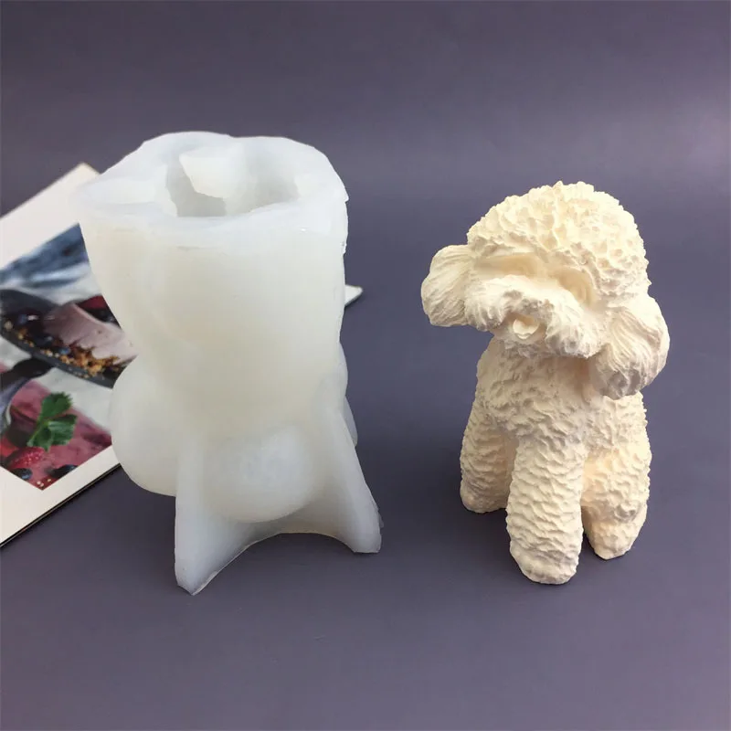 Teddy Dog Silicone Gypsum Moulds Cute Dog Animal Poodle Shape Resin Cartoon Puppy Candle Making Tools Candle Making Supplies