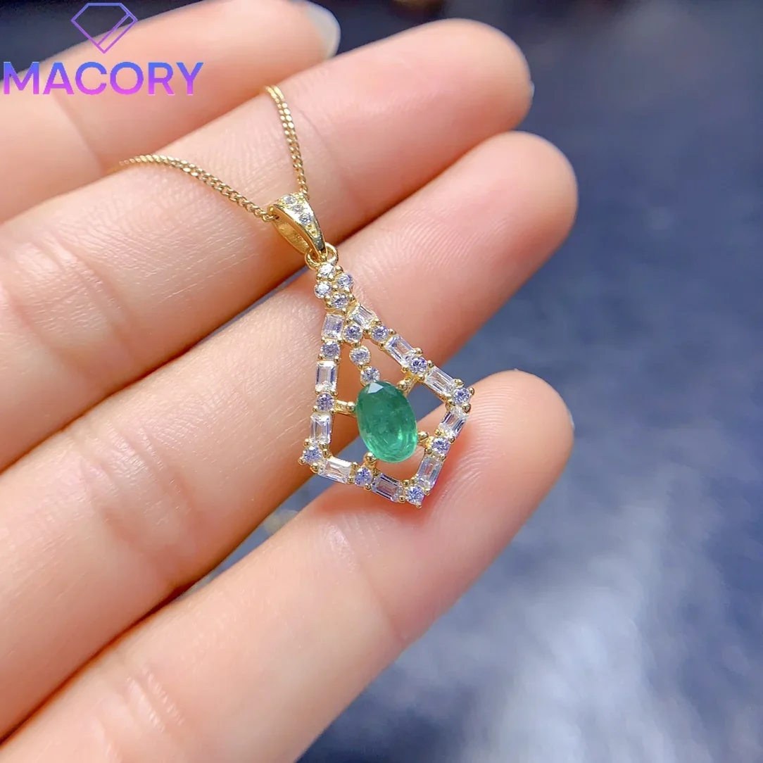 Emerald Necklace Female Sterling Silver 925 Jewelry Certification Original Free Delivery Female Chain Pendant