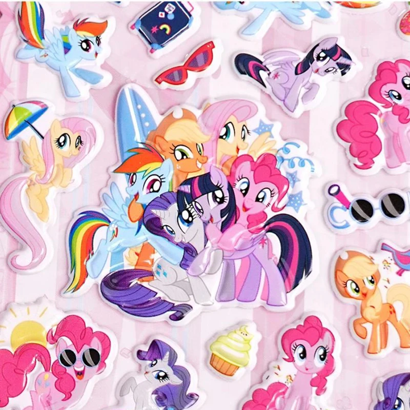 Kawaii Miniso My Little Pony 3D Bubble Stickers Anime Children Stickers Girl Baby Toys Cartoon Stickers Stickers Gifts