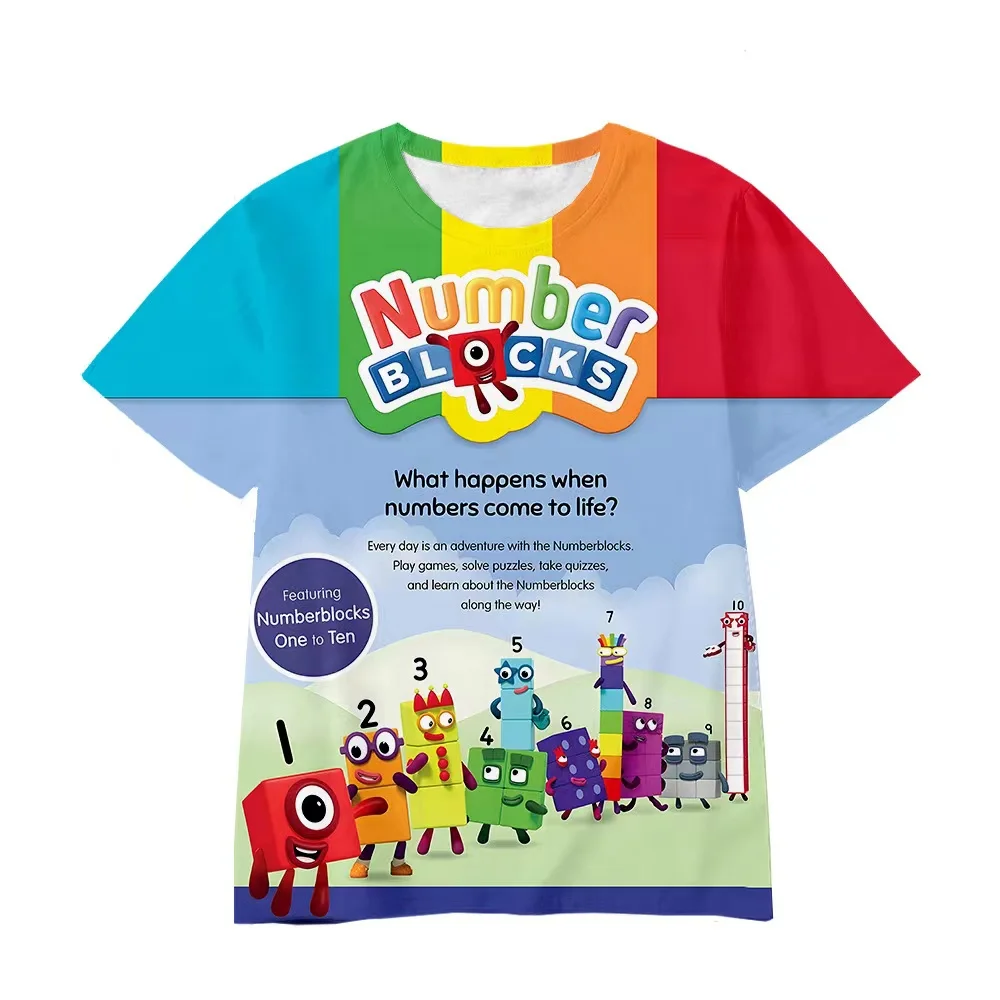 New Boys And Girls Summer Happy Birthday Cute T-Shirts Numberblocks Print Graphic Tee Children Clothing Kids Cartoon Tops